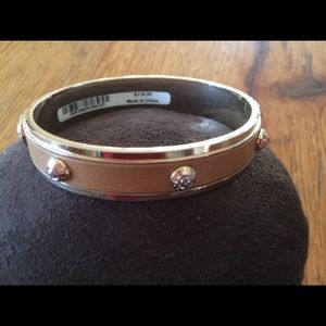 Bracelet with beige leather inlay, Henri Bendel